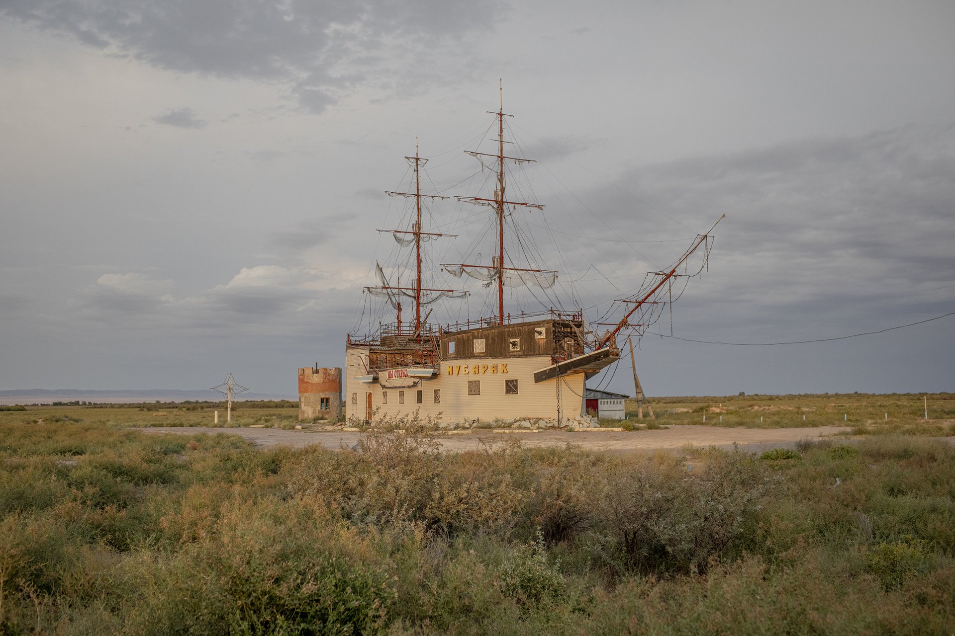 A former restaurant, which locals call the <em>Titanic</em>, stands abandoned on a steppe near Lake Balkhash, in Kazakhstan. Like the Aral Sea, the lake &ndash; &nbsp;one of the largest in Asia &ndash; is shrinking due to the diversion of water from rivers that feed it for agriculture and industry.