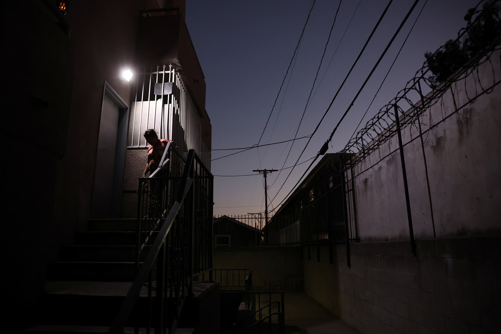 Maria Hernandez arrives at the building where she has temporary accommodation, in Los Angeles, California, United States. The organization that helped Maria with her asylum case provided her with an apartment until her work permit arrived and she could legally begin to work.