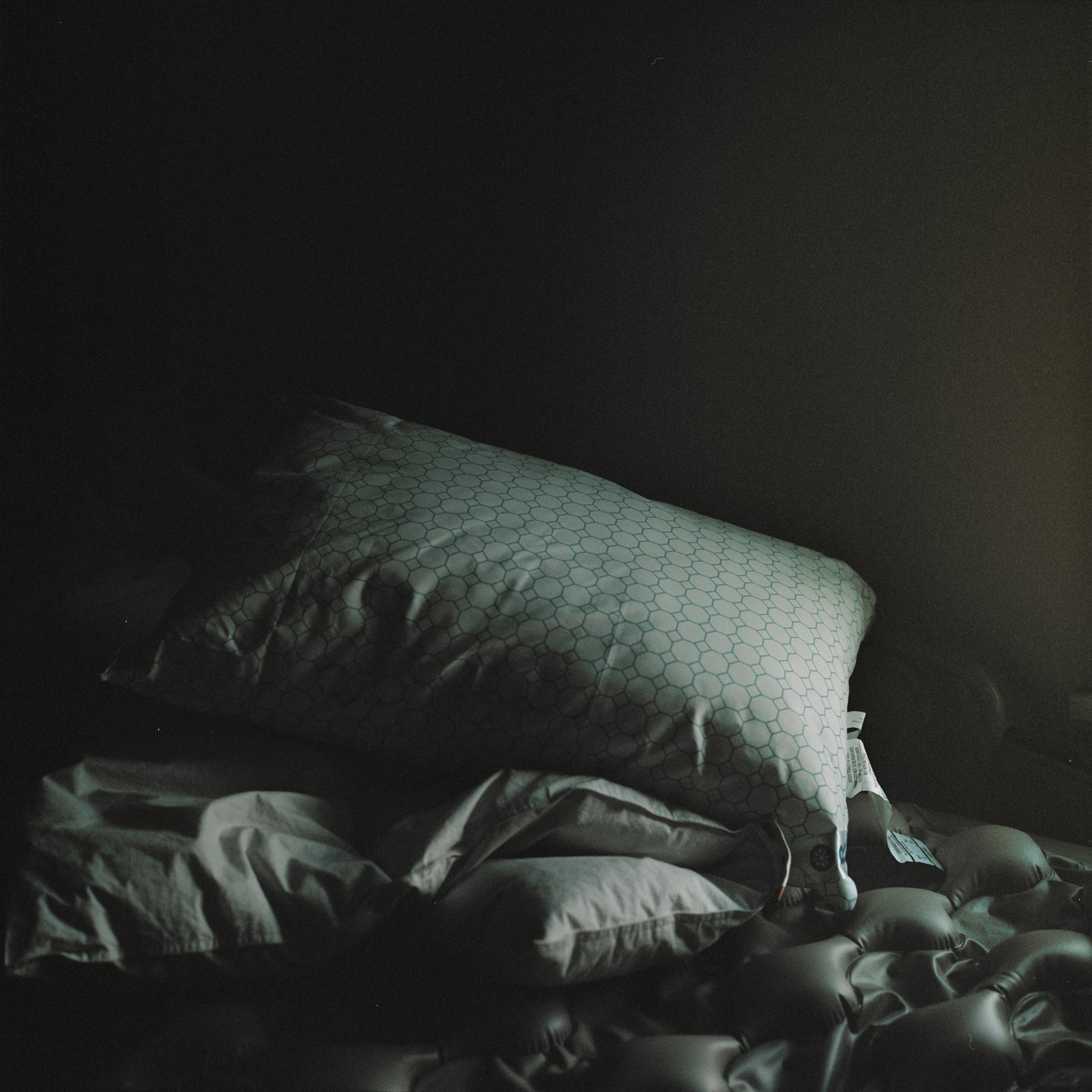 <p>An unmade death bed. Although the house is designed to feel like a home, the beds themselves have heated mattresses and are adjustable, like those found in hospitals. Washington State, United States.</p>
