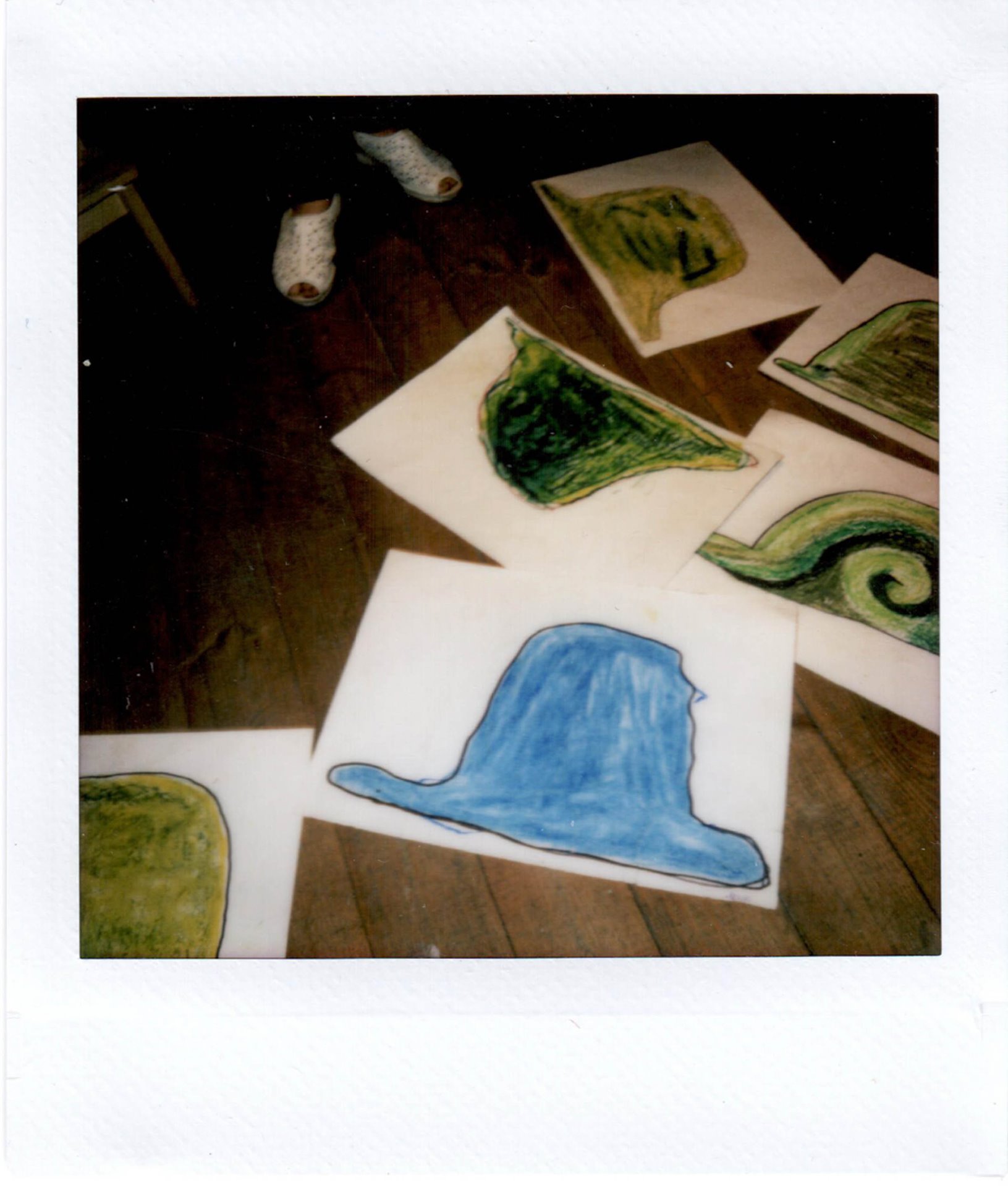 Drawings made for the Svetlana residents&rsquo; production of <em>The Little Prince</em>, in a photograph taken by Tatyana.