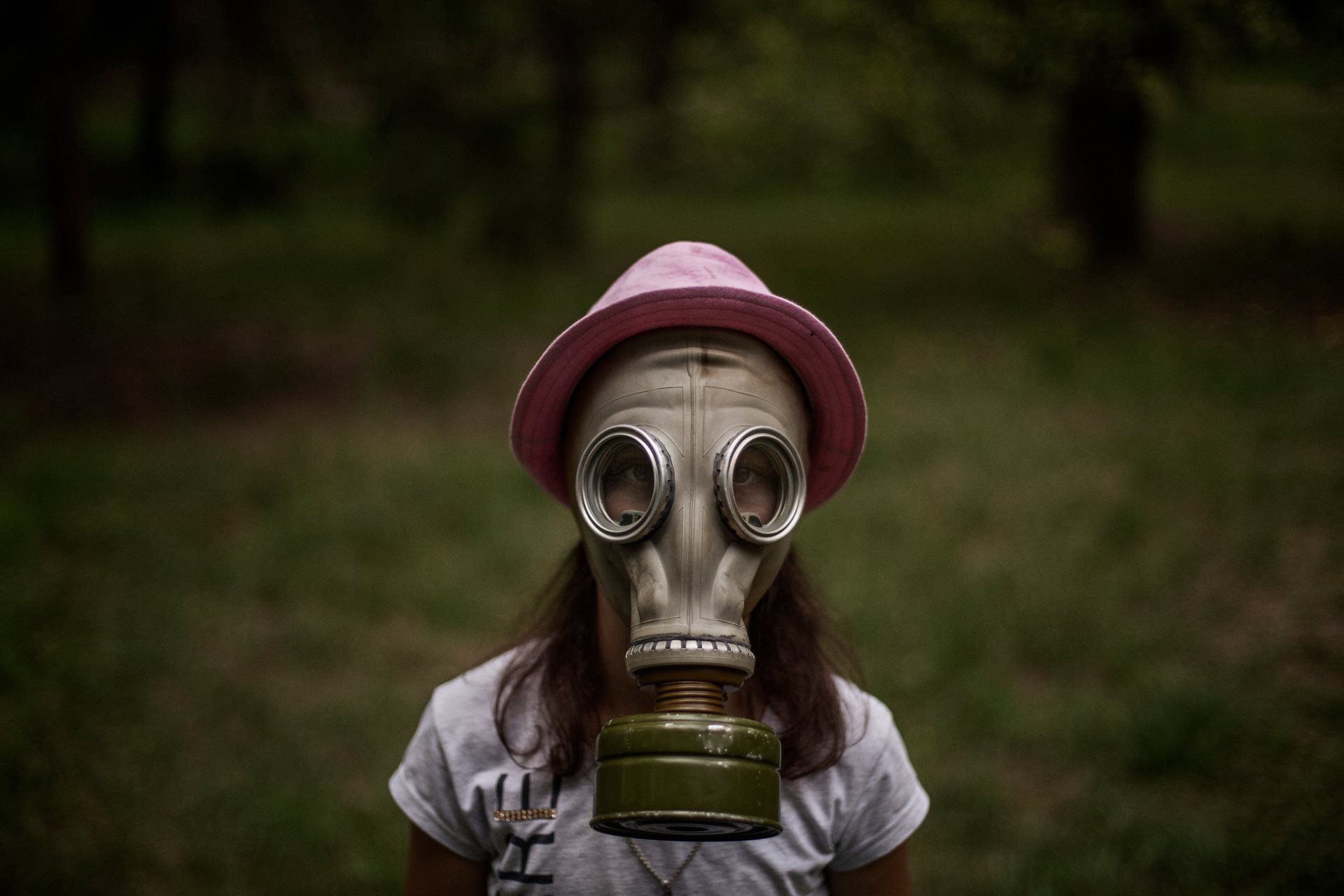Yelena Shevel (10) wearing a gas mask during training at Lider summer camp in Kyiv, Ukraine. &ldquo;I think it is important to defend our homeland because if we don&rsquo;t do it, then Russia will capture Ukraine, and we will become Russia,&rdquo; she says. &ldquo;And that&rsquo;s bad because we won&rsquo;t be able to speak, read, and write Ukrainian anymore.&rdquo;