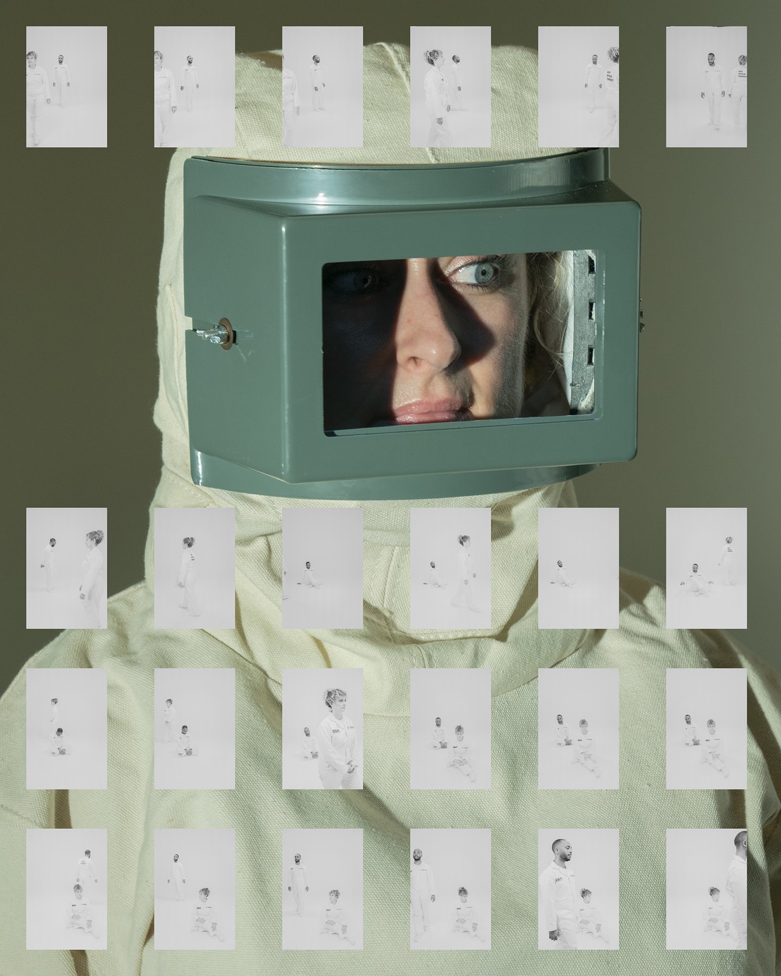 Dr. Brandy Nunez, represented here as an astronaut from the fictional Gay Space Agency, during &lsquo;space suit tests&rsquo; in Brooklyn, New York, United States. This image is overlaid with photographs of LGBTQI+ aspiring astronauts Nunez and Isaac Charles Anderson&rsquo;s real-life isolation tests later that day, part of their training to become astronauts for the Gay Space Agency.&nbsp;