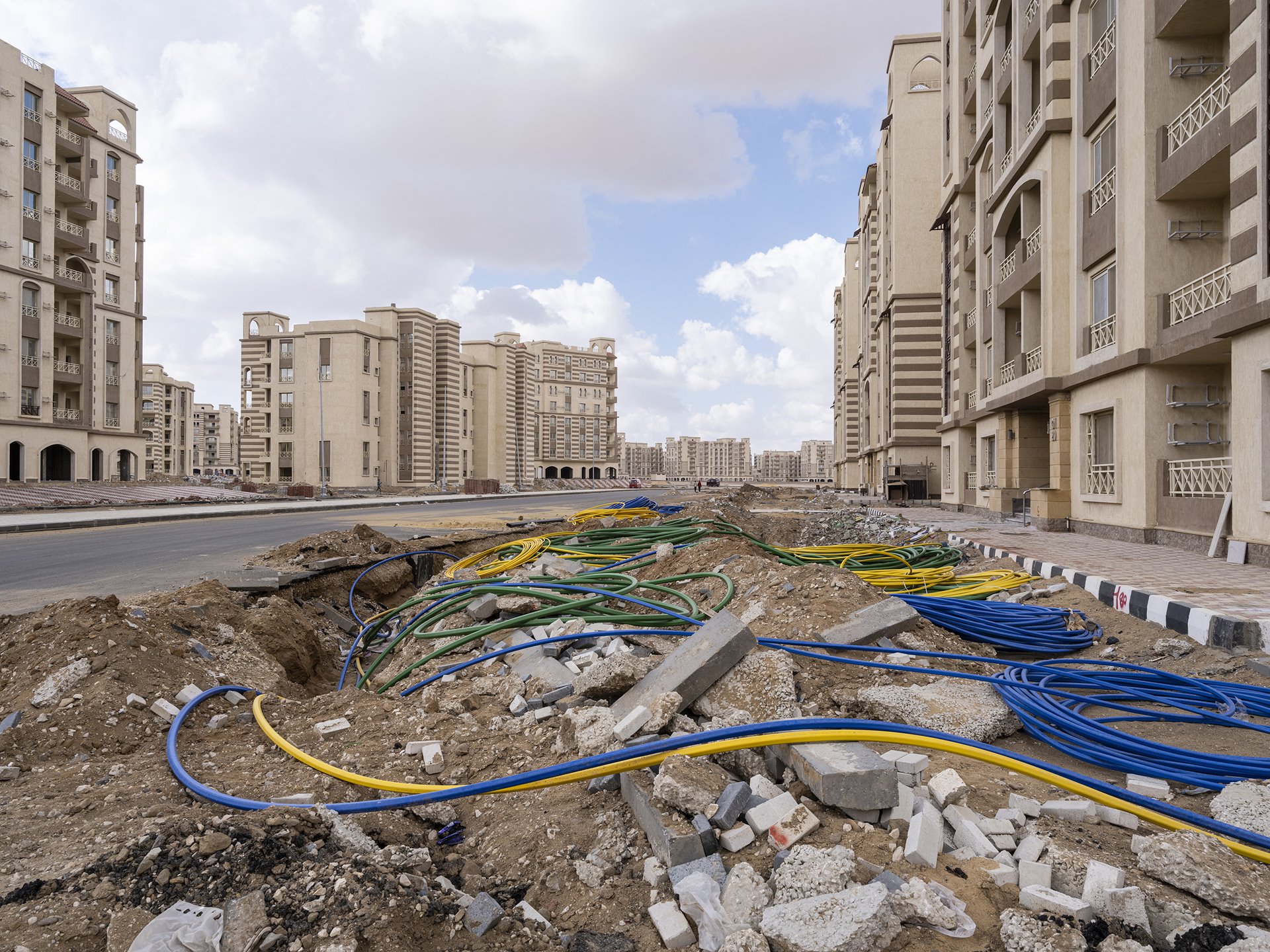 The First Residential Neighbourhood (R1) is situated north of a proposed Capital Park, a river-like series of urban parks, in Egypt&#39;s New Administrative Capital, under construction near Cairo.