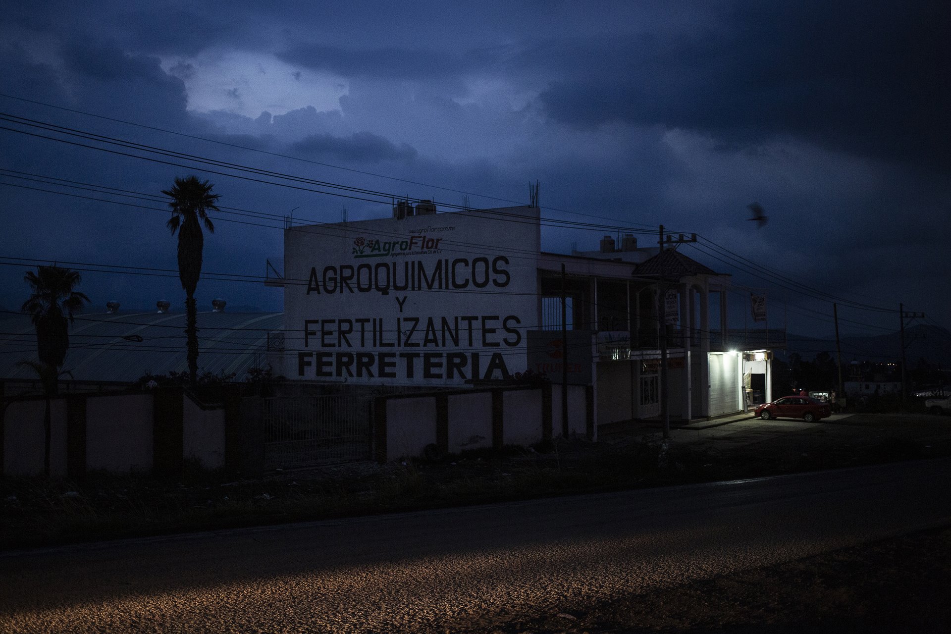 Another day dawns at one of the many agrichemical stores in Villa Guerrero, Mexico.
