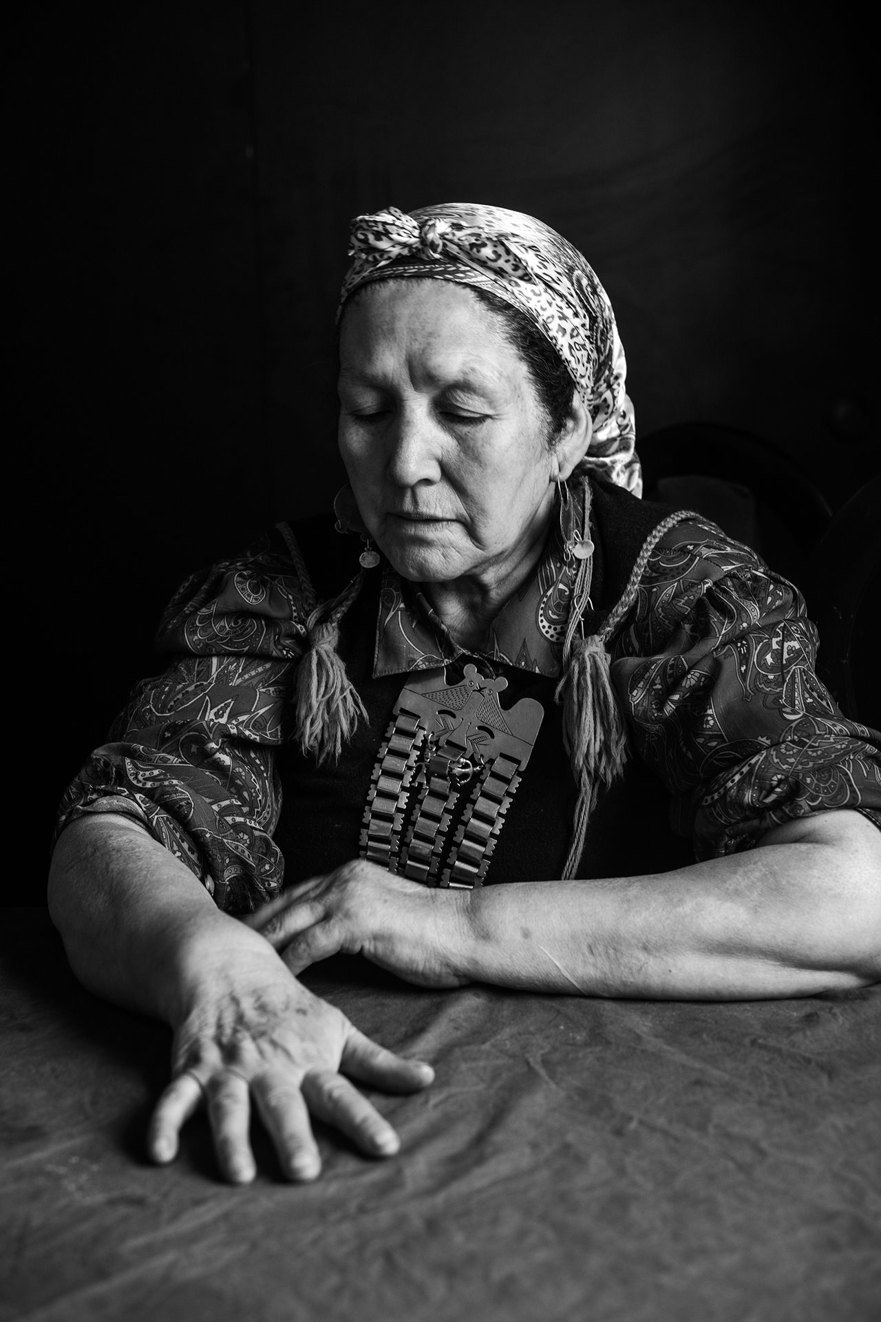 Juana Calfunao Pailaléf, portrayed in Cunco, Cautín, Chile, is a Mapuche leader and activist who has been imprisoned several times for defending her people&#39;s territorial rights. &nbsp;