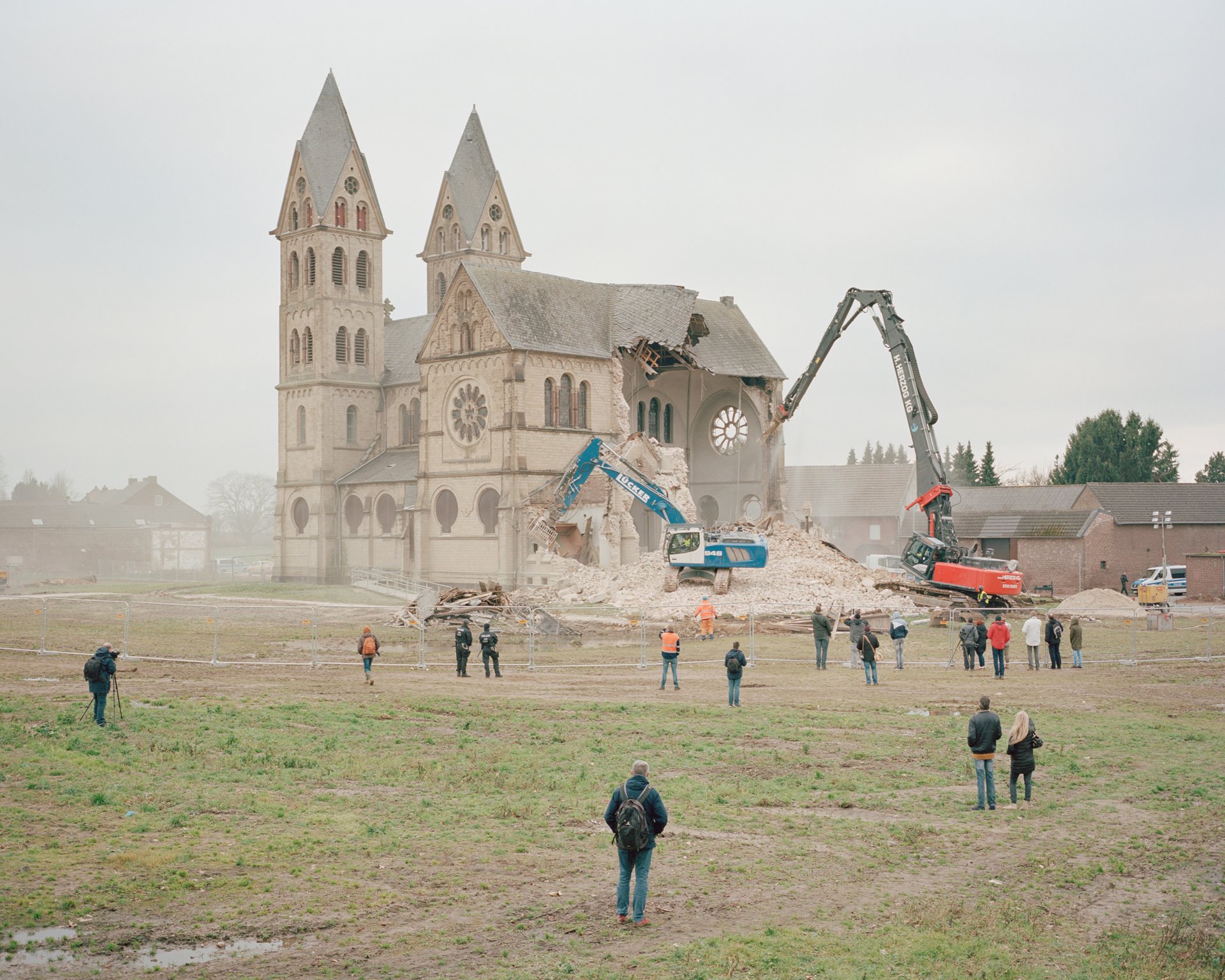 Energy company RWE demolishes the Immerath parish church, as the village is destroyed to make way for expansion of the Garzweiler open-pit mine. Known as the &quot;Immerather Dom&rdquo; (Immerath Cathedral), the church was an important local landmark. RWE offered to reaccommodate residents in a new village 8 km away.
