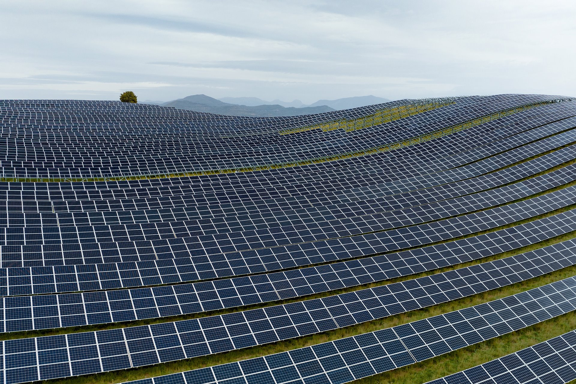 This solar park in Provence-Alpes-Côte d&#39;Azur, France, is capable of generating 35,000 megawatt-hours of electricity, supplying enough clean energy to power around 12,000 households, potentially offsetting up to 40,000 tons of CO2 emissions a year. Local citizens and environmental groups objected to the clearance of some 63 hectares of pine and oak forest to make room for the solar panels.