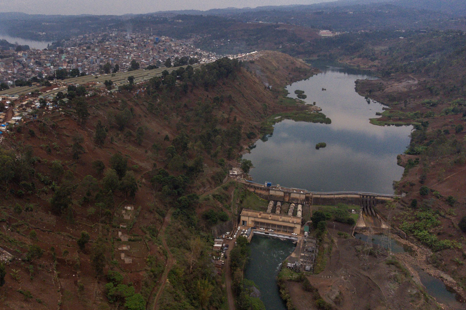 The Ruzizi Dam on the Ruzizi River, which forms a natural boundary between Rwanda and the DRC, in Bukavu, South Kivu, DRC.
