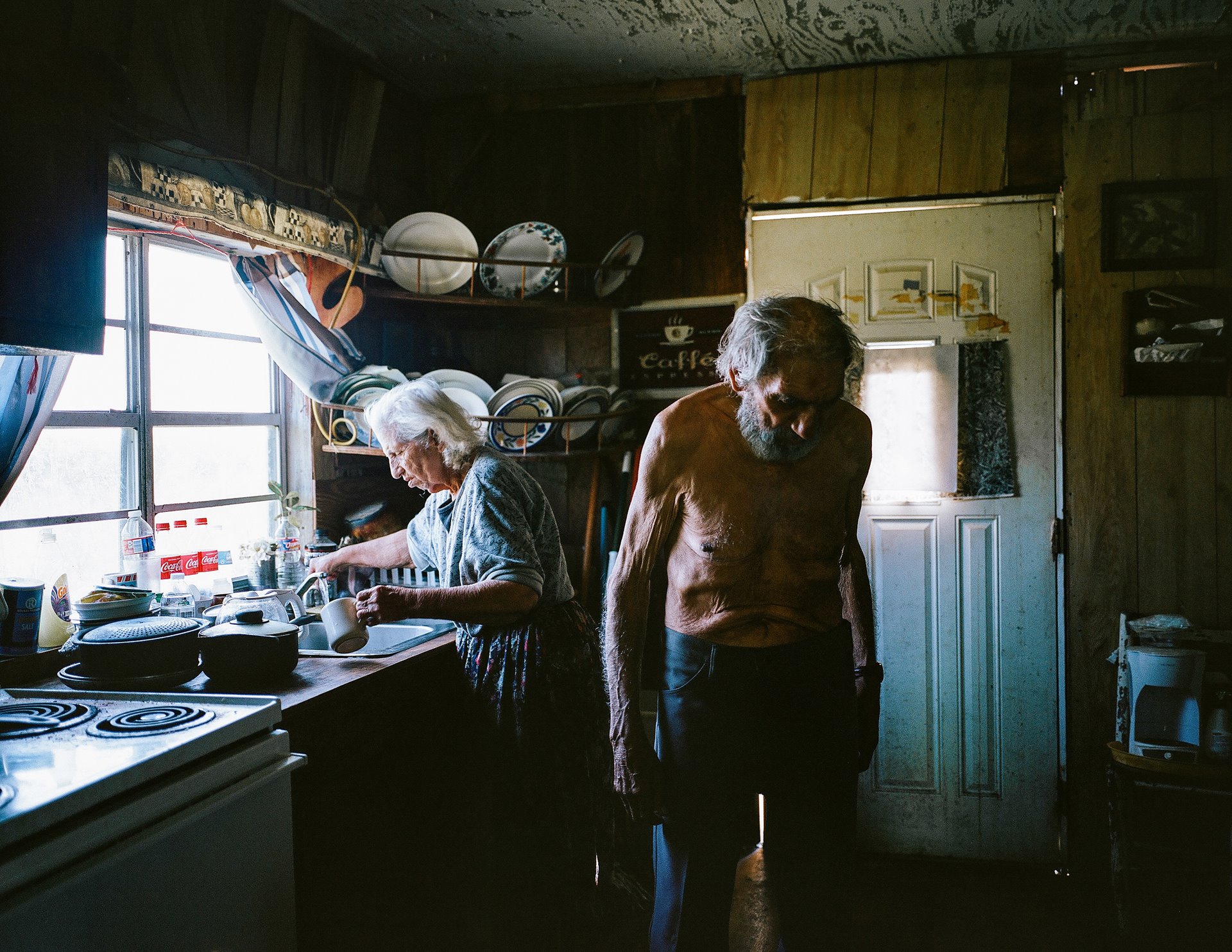 Oxcilia (left) and Mark Naquin (right) have always lived on Isle de Jean-Charles in southeastern Louisiana, United States. On 29 August 2021, four years after this photo was taken, Hurricane Ida struck, destroying their home.&nbsp;