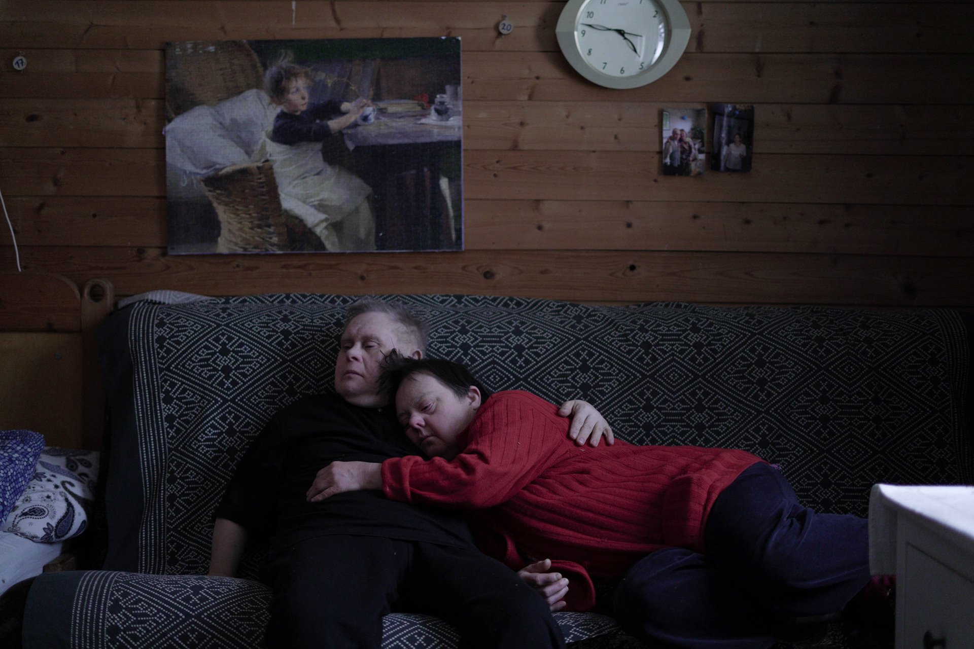 Minya and Tatyana rest during the quiet hour, in their room in Svetlana village.