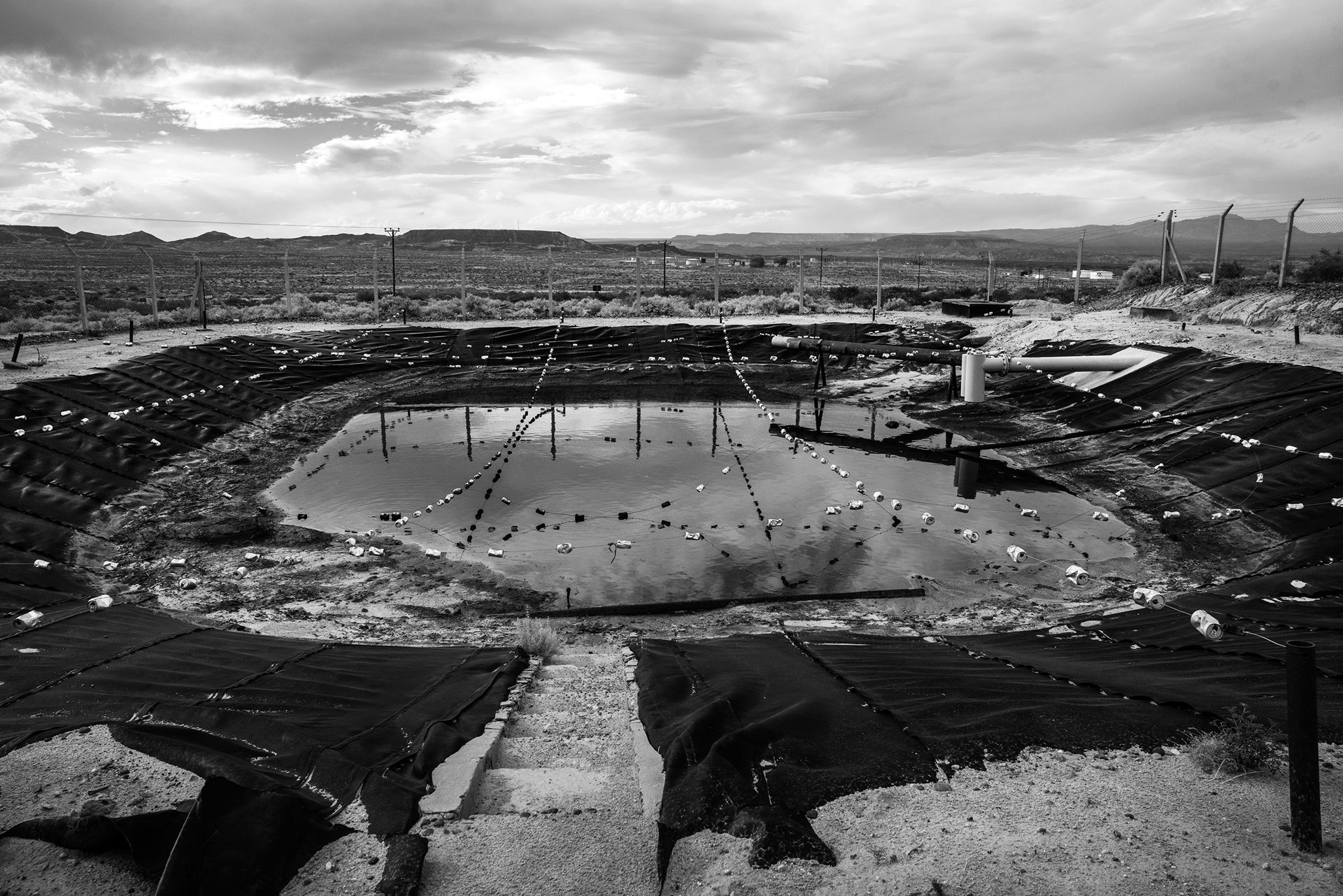 An open-pit hydrogen sulfide pool in the Mapuche Newen Kura community in Rincón del Sauce, Neuquén, Argentina. More than 30 Mapuche communities are affected by fracking in the area. &nbsp;