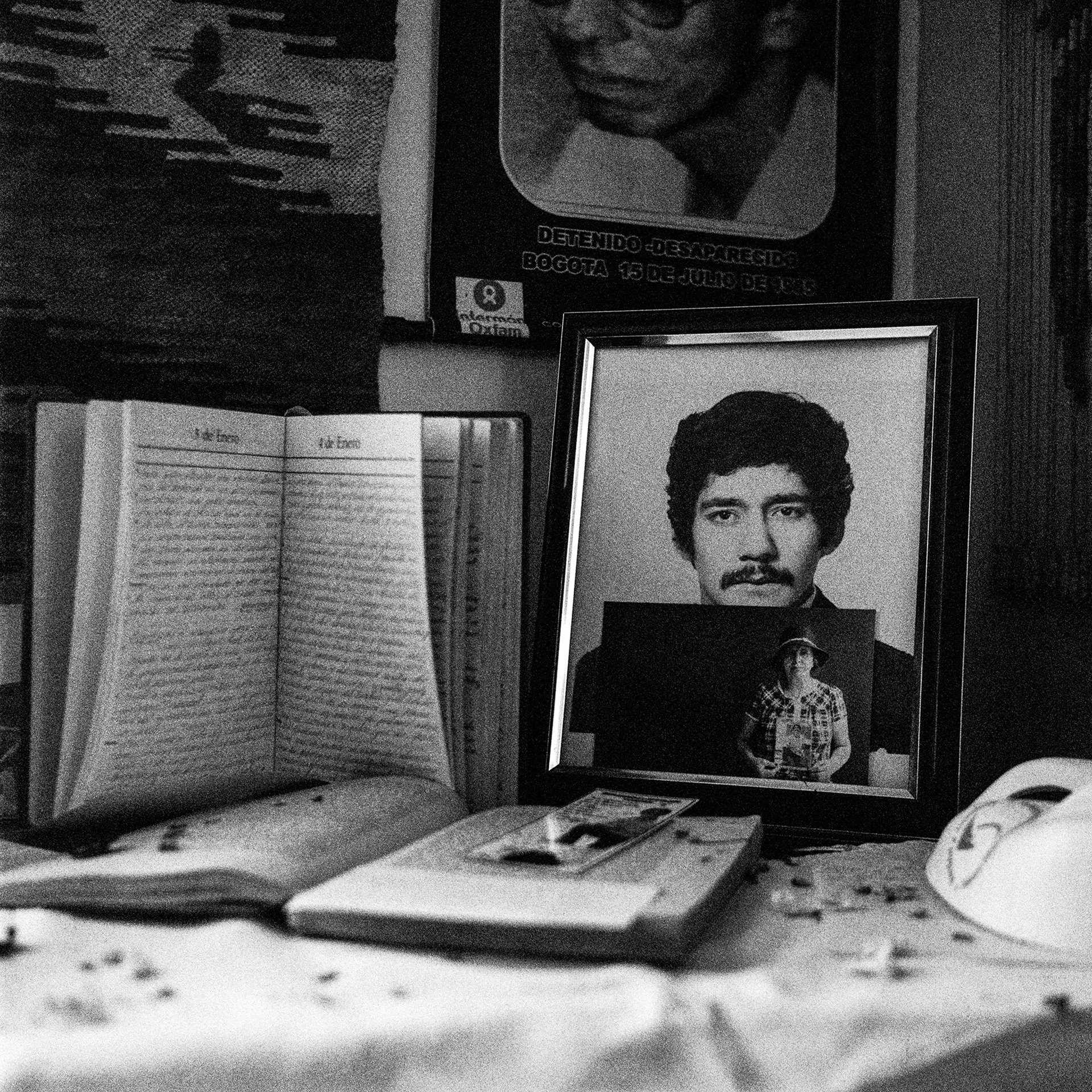 An altar to the memory of Eduardo Loffsner Torres stands in the home of his former partner Luz Marina Hache Contreras, who has spent decades looking for him. Loffsner, who organized the Workers&#39; Union of the National Pedagogical University and was a member of the M-19, a leftist urban guerilla movement, disappeared in November 1986, when he was 31.