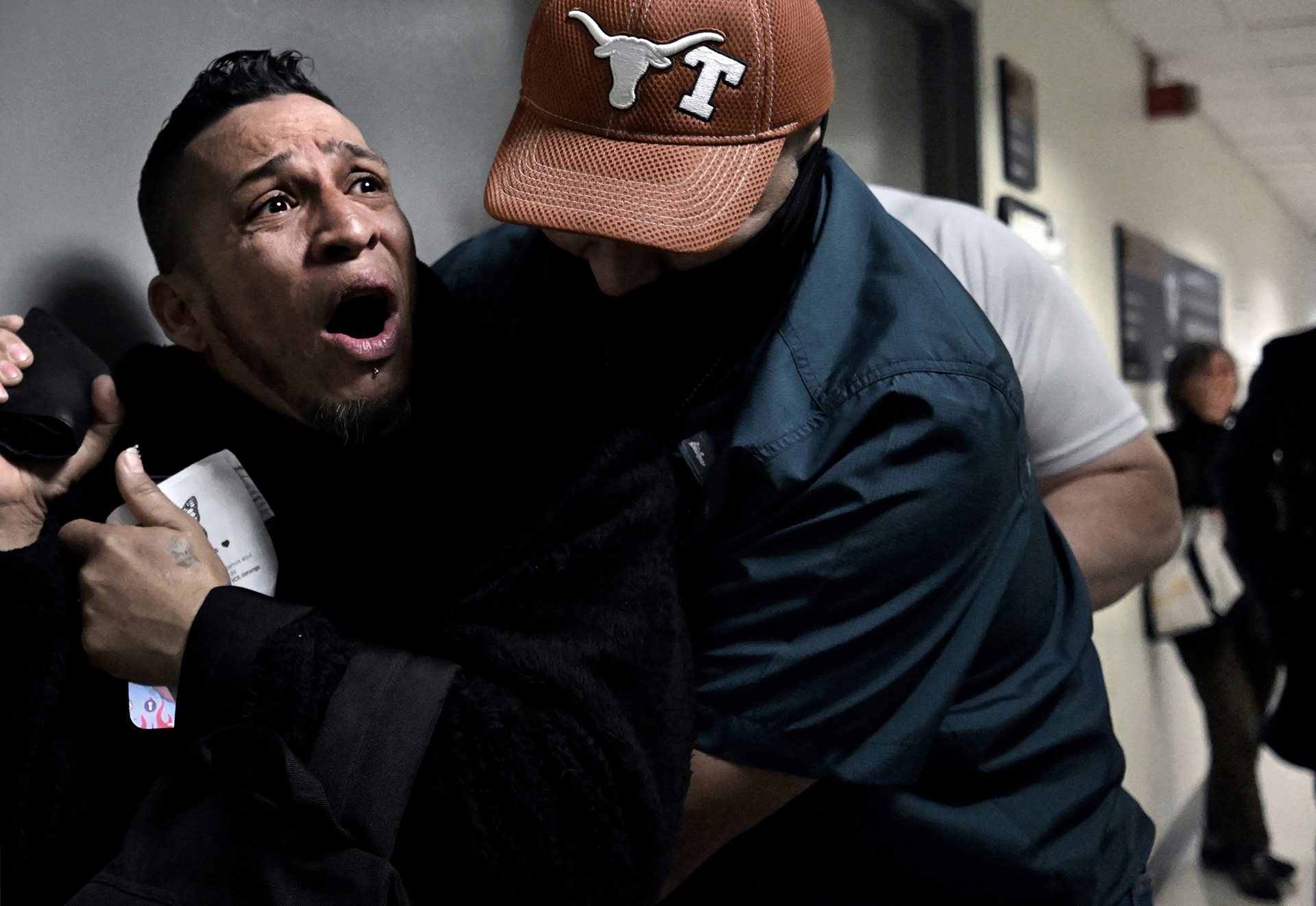 <p>A Colombian migrant struggles as federal agents detain him. Critics argue that conducting arrests at courthouses deters undocumented individuals from participating in the justice system or seeking legal asylum.&nbsp;New York City, New York, United States&nbsp;</p>
