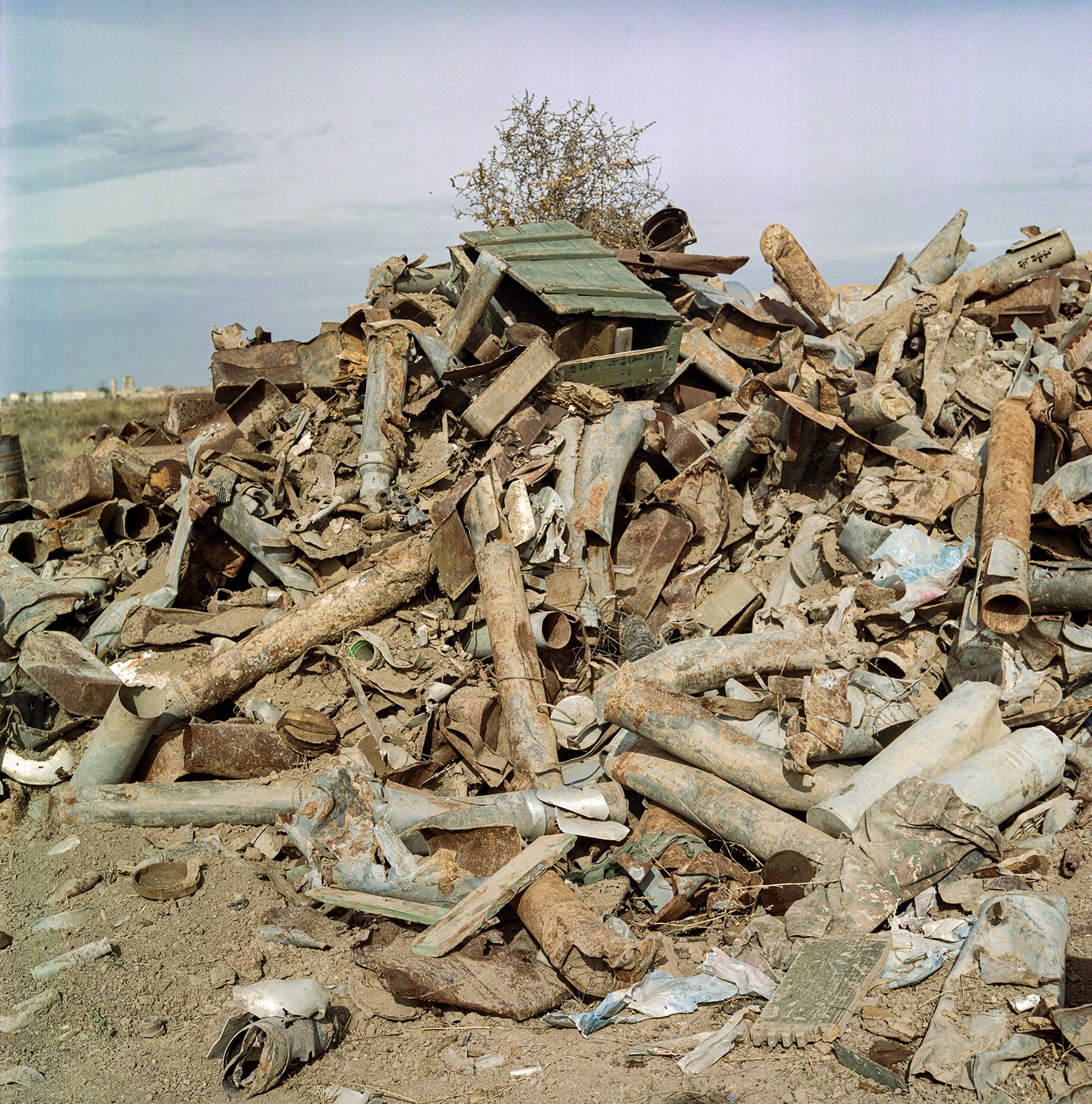 Ammunition and rocket shells collected from the fields around the reclaimed province of Agdam, Azerbaijan.