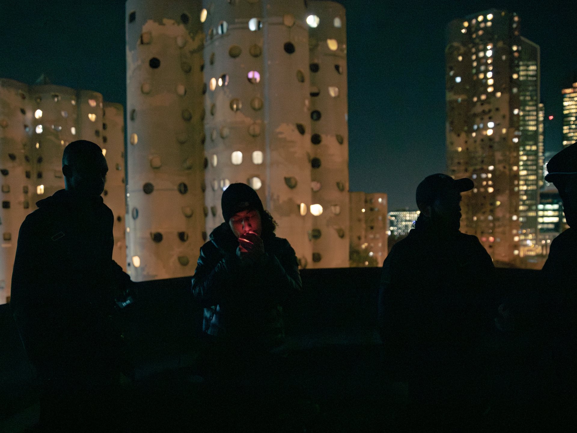 Young people on the roof of a building in the &ldquo;Pablo Picasso&rdquo; housing project in Nanterre, France, where riots began in 2023 following the killing of Nahel Merzouk (17), shot by a police officer.&nbsp;