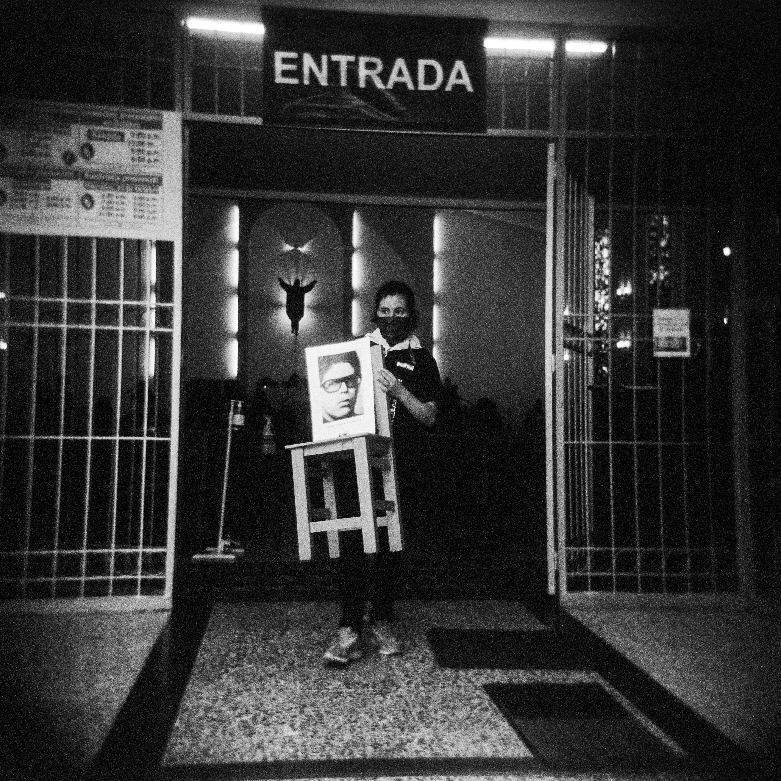 Elizabeth López Suspes, the niece of David Suspes Celis &ndash; a chef forcibly disappeared in 1985, during the siege of the Palace of Justice in Bogotá &nbsp;&ndash; leaves the San Gerardo Mayela Parish in Bogotá, after a mass given in memory of the disappeared. She carries a chair depicting Julio César Andrade, an auxiliary magistrate of the Supreme Court, who also disappeared during the siege. The Palace of Justice siege was one of the deadliest events of Colombia&rsquo;s internal conflict. In November 1985, members of the 19th of April Movement (M-19) took over the Palace of Justice in Bogotá, taking hundreds of people hostage, including all 25 of the Supreme Court justices. Security forces stormed and retook the palace, in an operation that left up to 100 people dead, including many justices. Eleven survivors were taken away by security forces and never seen again.