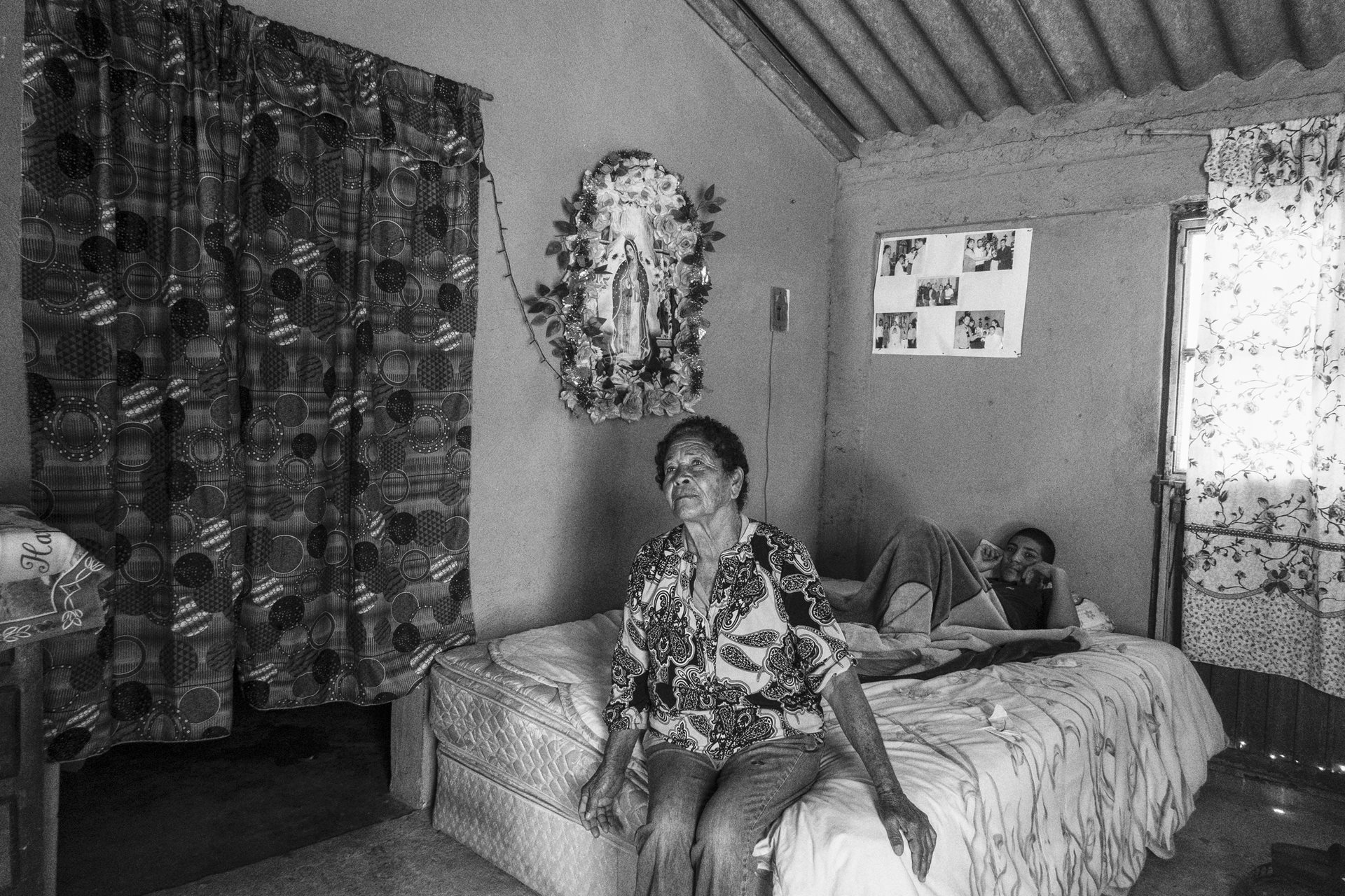 <p>María Elvira and her grandson in their new home. They are part of the community that fled the sinking village of Palmar de Cuautla. Nuevo Palmar de Cuautla, Nayarit, Mexico</p>
<br />
&nbsp;