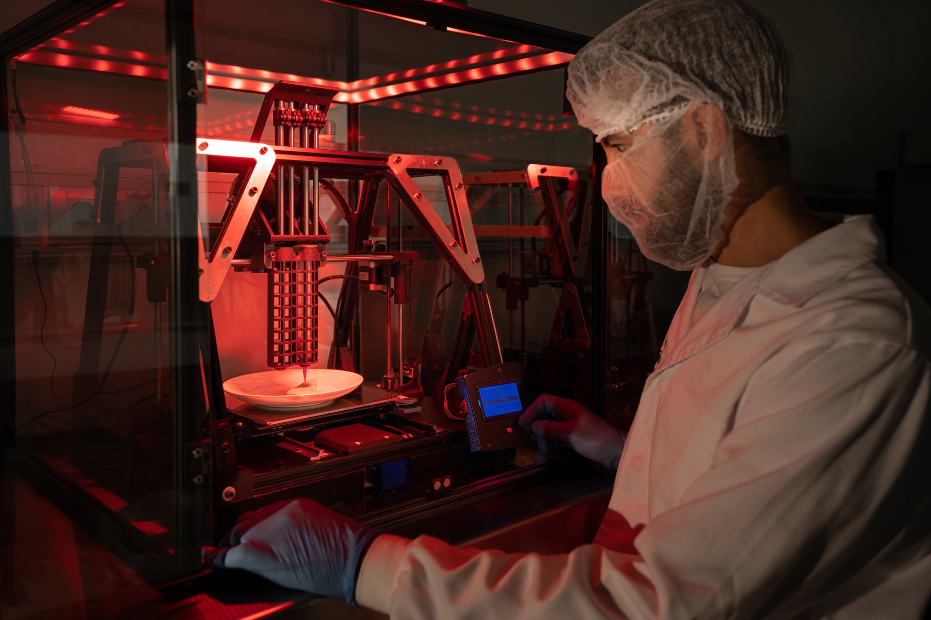 Francesco Riccobono operates a 3-D printing system in Barcelona, Spain, to produce a meat substitute that mimics the texture and appearance of a real steak. The printed product comprises pea protein, beetroot juice, and other plant-based ingredients. Such substitutes can play a role in reducing the large environmental footprint left by farming cattle and other livestock.&nbsp;