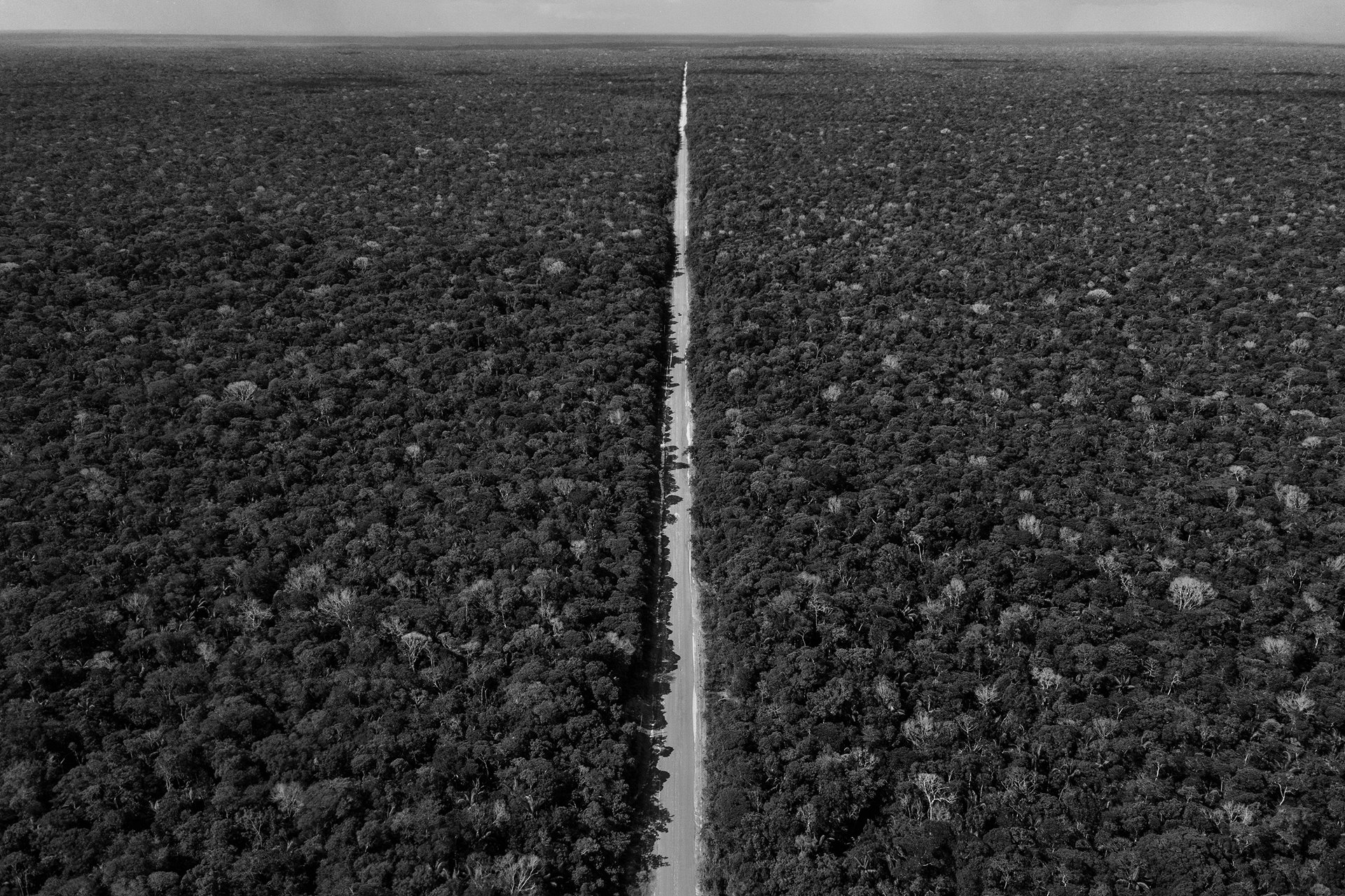 A stretch of the BR-319 road, which connects the cities of Manaus and Porto Velho, near Manicoré, in the Brazilian Amazon. President Jair Bolsonaro promised to repave the 870-kilometer-long road during his 2018 election campaign, a move that could have enormous impact for the region as it would open up large areas of the Amazon to deforesters.