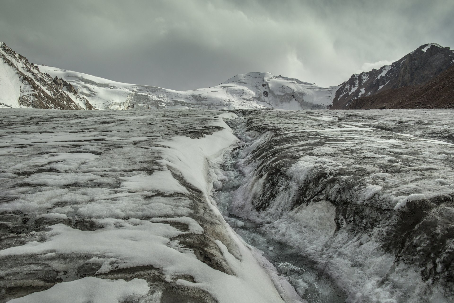 <p>The Tuyuksu Glacier in Kazakhstan, in the mountains bordering Kyrgyzstan, has retreated over a kilometer in the last 60 years, affecting water supply to the region below, which includes the two million citizens of Kazakhstan&rsquo;s largest city, Almaty.</p>
