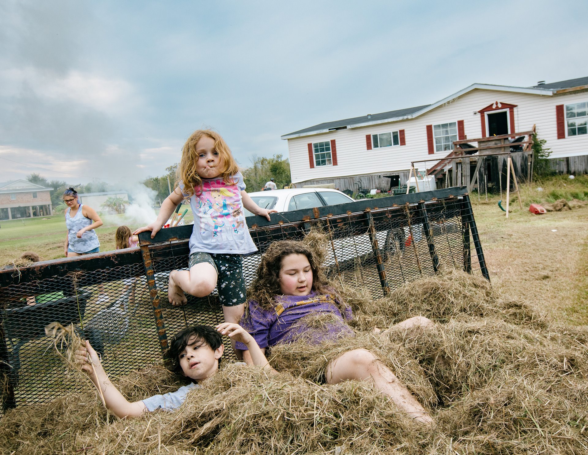 The Falgout family in Pointe-aux-Chênes, Louisiana, United States. Their home was severely damaged by Hurricane Ida and because they no longer reside on Isle de Jean-Charles, the resettlement project does not cover them.&nbsp;