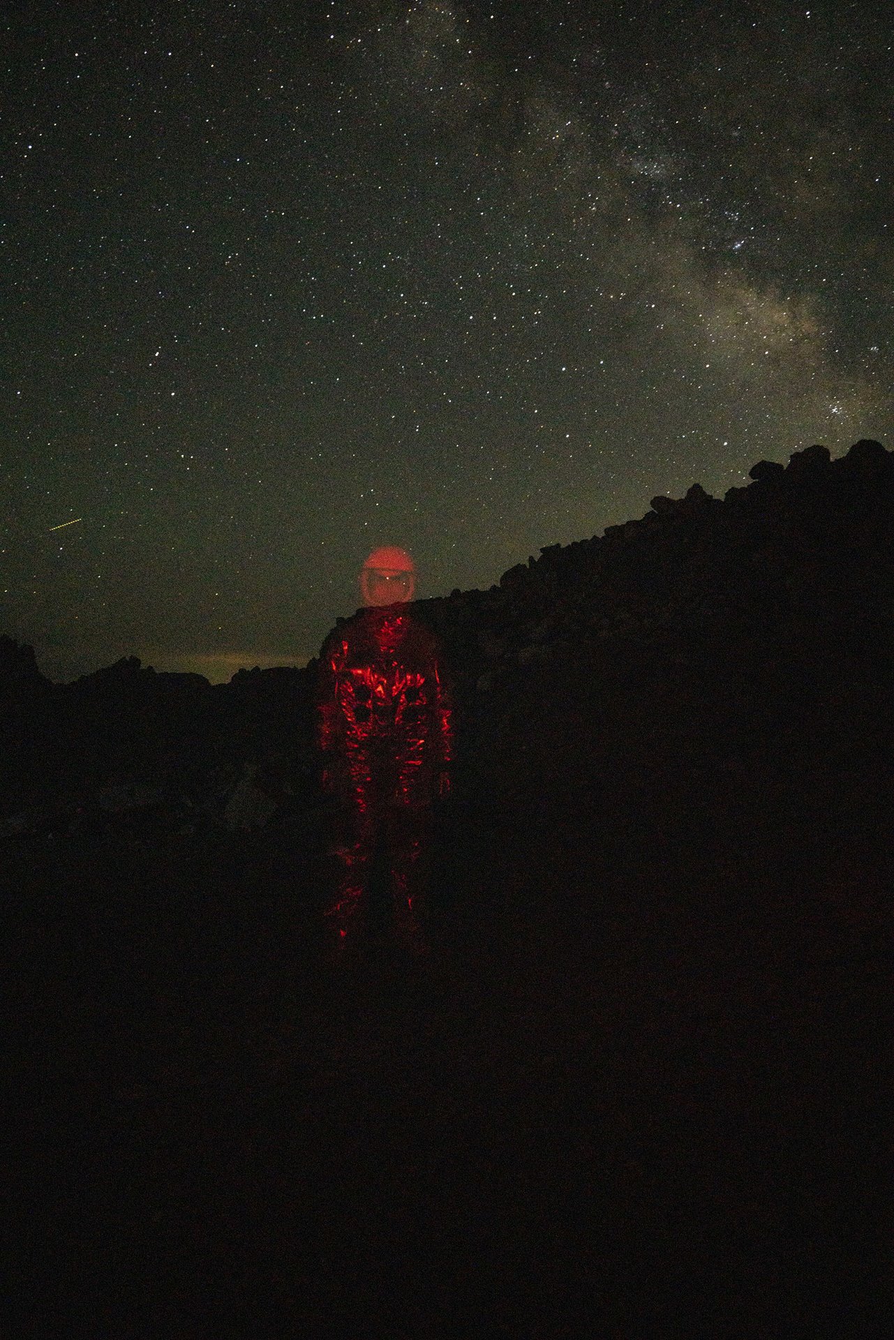An astronaut from the fictional Gay Space Agency. Staged photograph taken at Obsidian Dome in Mono County, California, United States.&nbsp;