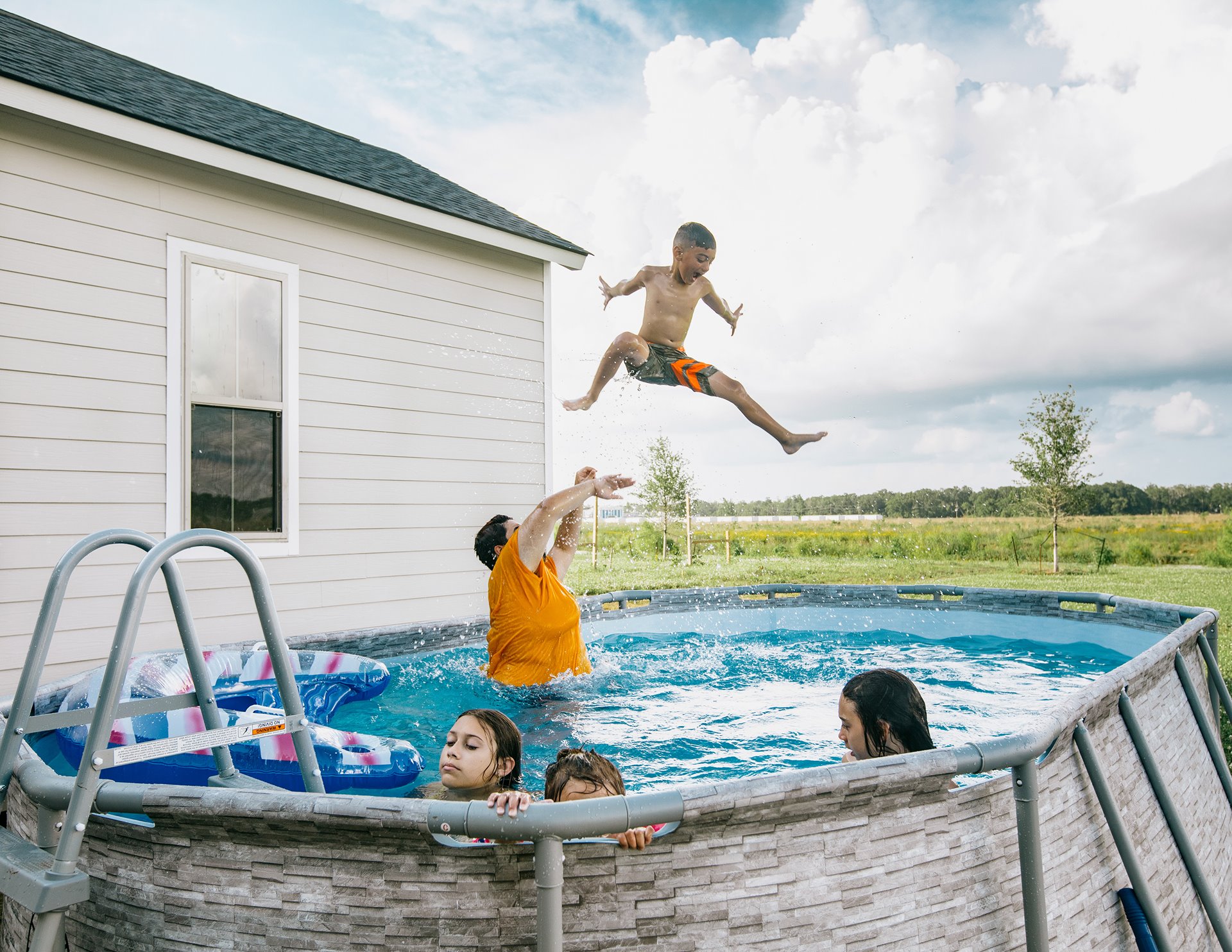 Sandra Naquin with her grandchildren in her new home in Gray, Louisiana, United States. Most of Sandra&rsquo;s relatives were scattered by flooding and hurricanes, but many have been reunited in Gray.&nbsp;