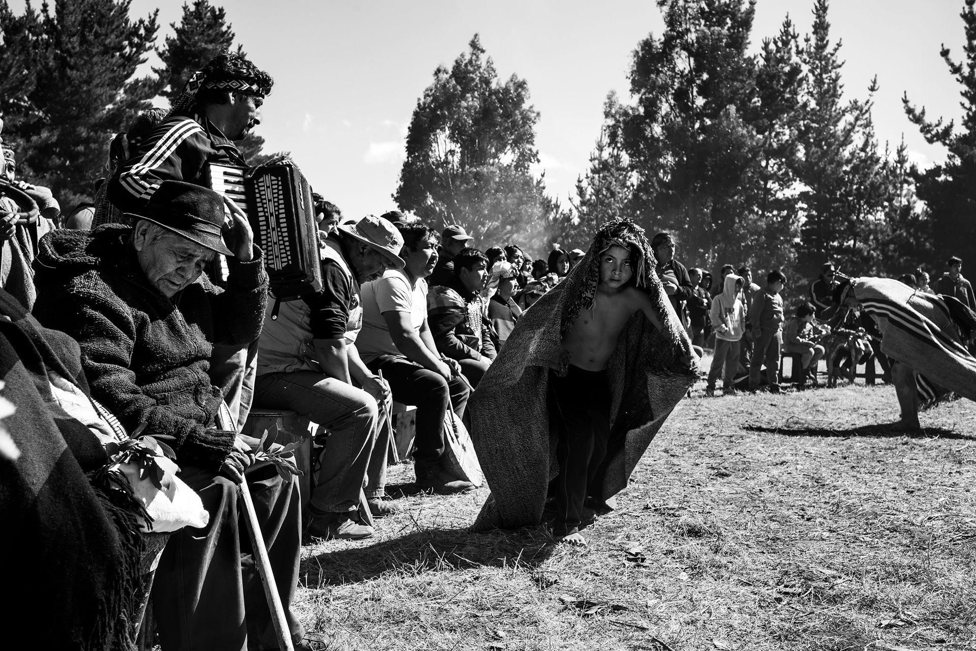 A child from the Coñomil Epuleo Community, in Ercilla, Chile, dances choike purrún, an ancestral dance imitating the movements of a bird, during the celebration of Ngillatun &ndash; a form of communal prayer and thanksgiving that is one of the most important ceremonies in Mapuche culture.