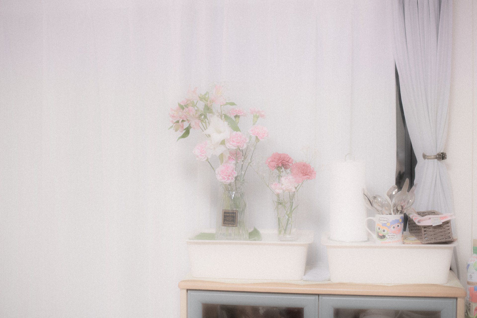 Flowers displayed at Atsushi Shimosaka&#39;s house, in Kyoto, Japan. While his fear of losing himself never goes away, he has learned to live with the disease. He now says, &ldquo;Iʼm happy. I donʼt want to go back to life before my diagnosis. I learned something important when I developed dementia. I realised that the bluebird of happiness is always with me.&rdquo;