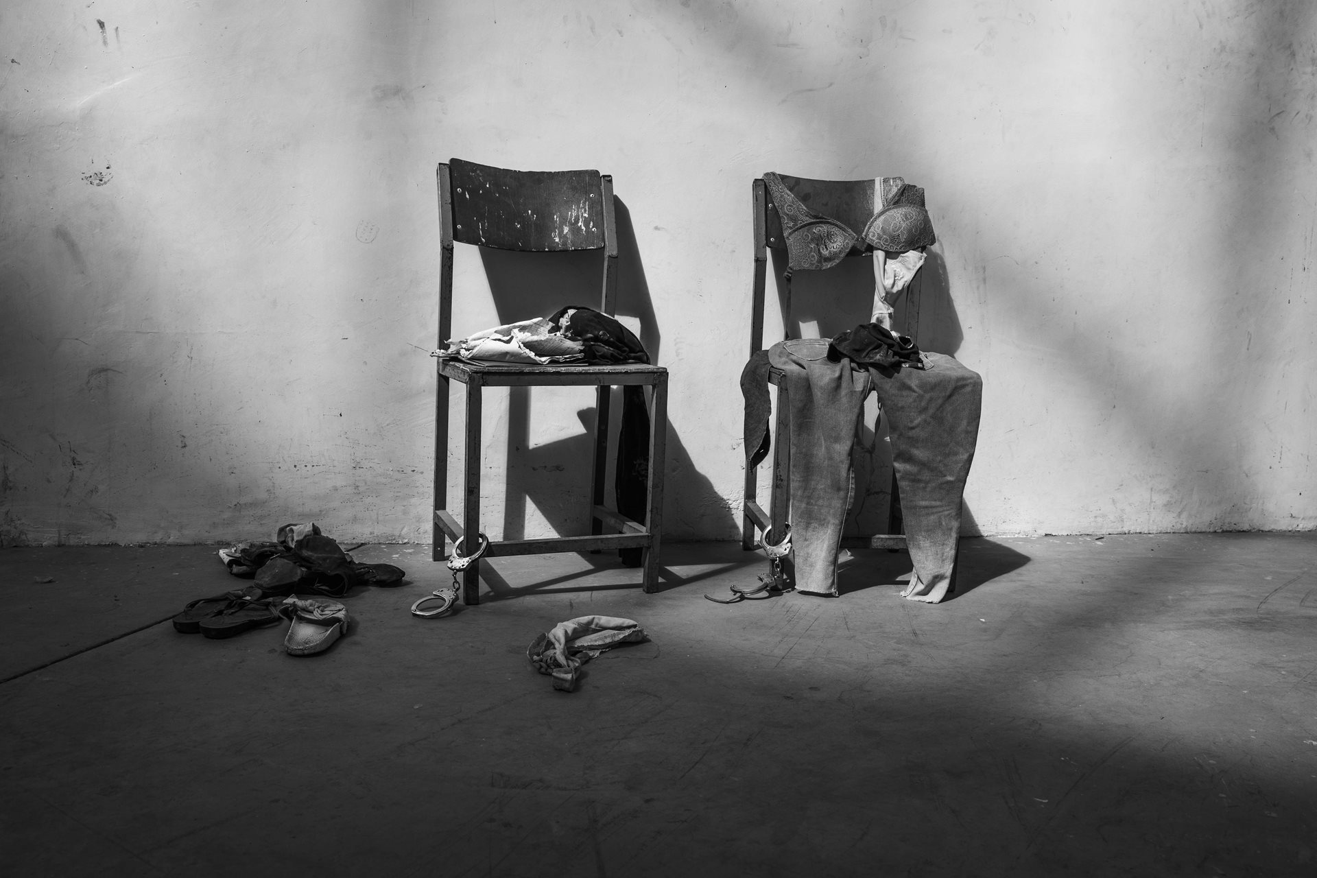 Objects on display at the Martyr&rsquo;s Memorial Monument Museum belonging to women who were raped there. The museum originally memorialized the Tigarayan struggles against Ethiopian forces; when war broke out in 2020, Ethiopian National Defense Forces (ENDF) turned it into a detention center where Tigrayan women were raped and tortured. Mekelle, Tigray, Ethiopia.&nbsp;