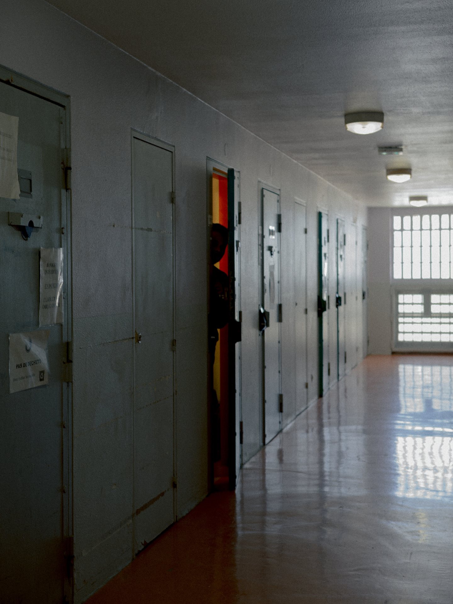 The interior of Villepinte prison in Villepinte, France, opened in 1991 with a capacity of 546 places. The facility held more than 1,000 detainees when this photograph was taken, an occupancy rate of nearly 200%.